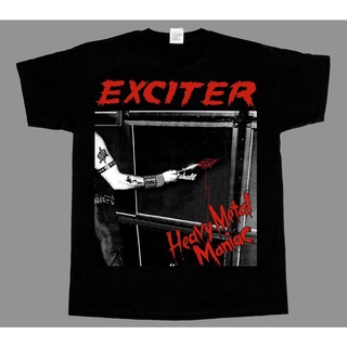 เสื้อยืดชาย เสื้อผู้ชายเท่ เสื้อวินเทจผญ - EXCITER เสื้อยืดเฮฟวีเมทัลบ้าคลั่ง เสื้อสีขาว เสื้อทหาร