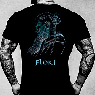 เสื้อยืดสีขาวเสื้อเชิ้ตคอกลม ผ้าฝ้าย พิมพ์ลาย Viking Floki สําหรับผู้ชาย และผู้หญิงS-4XL