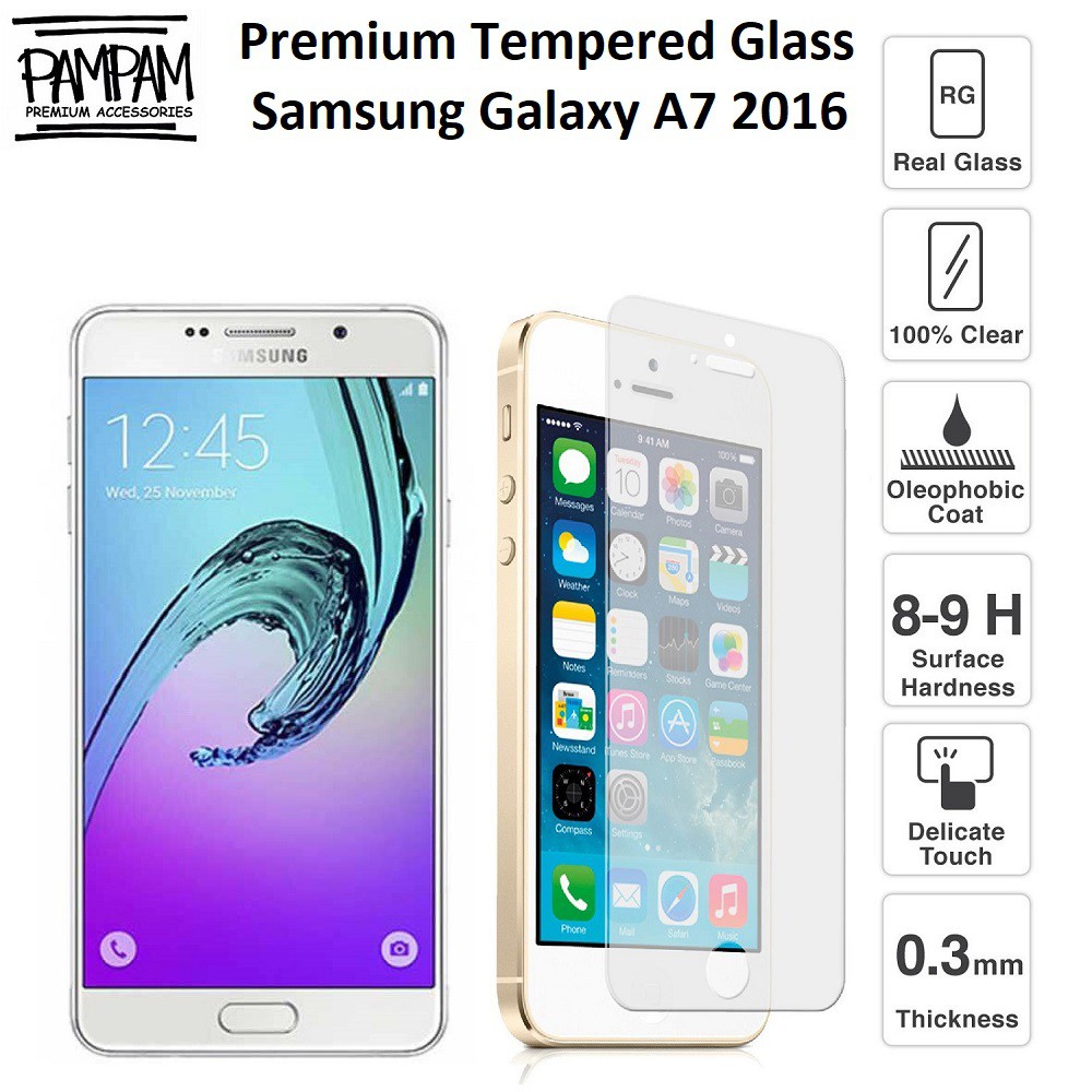 LAYAR กระจกนิรภัยระดับพรีเมียม Samsung Galaxy A7 2016 A710 9H HP Anti-Scratch Screen Guard Protector