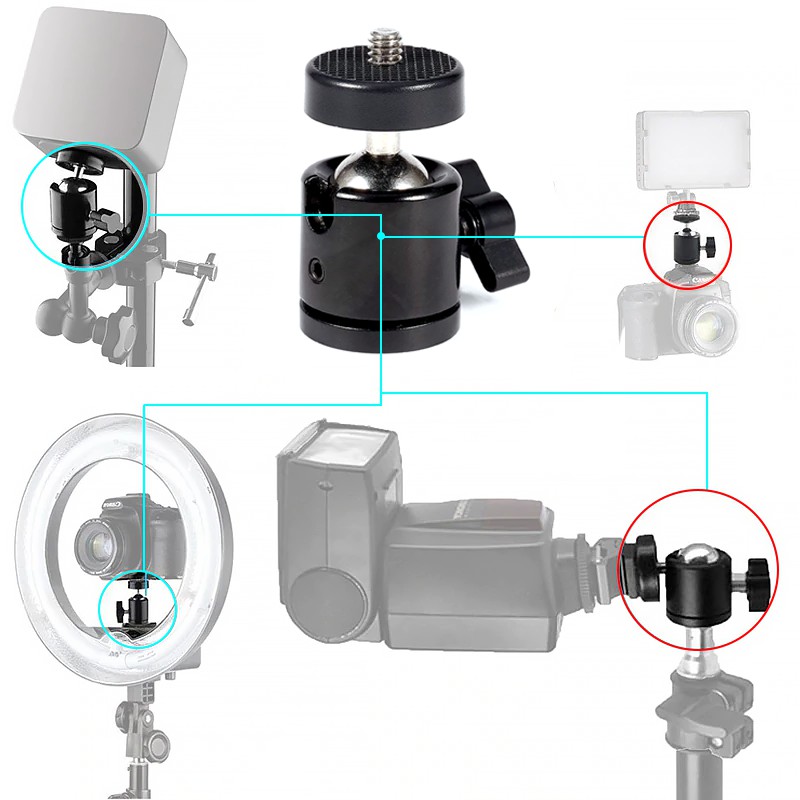 อะแดปเตอร์ขาตั้งกล้องหัวบอลขนาดใหญ่ Screw 1/4 , 3/8 inch Camera Tripod Mini Ball Head Hot Shoe Adapter Accessory ราคา ถูกที่สุด ดีลบีเคเค แกลเลอรีภาพที่ 9
