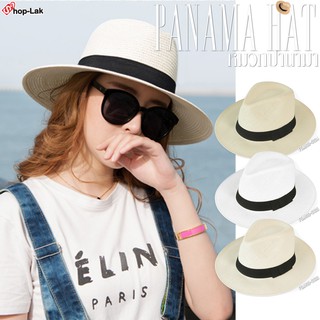 หมวกปานามา สานคาดริบบิ้นดำ ปีกกว้าง สไตล์ classic (PANAMA  HAT) รุ่น F5Ah16-0104