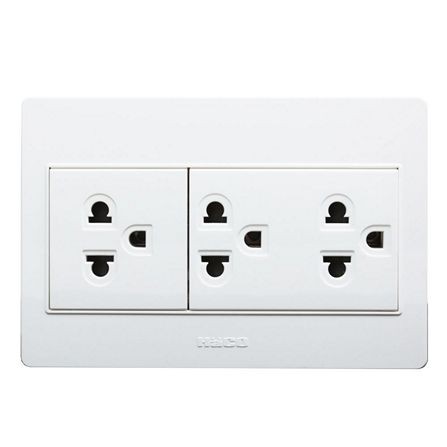 ชุดเต้ารับเดี่ยว 3 ขา 3 ช่อง HACO M4N-E30 สีขาว