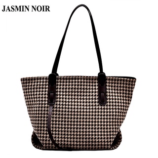 Jasmin Noir กระเป๋าสะพายไหล่ กระเป๋าถือ ผ้าแคนวาส ทรงสี่เหลี่ยม ขนาดใหญ่ แฟชั่นเรียบง่าย สําหรับสตรี