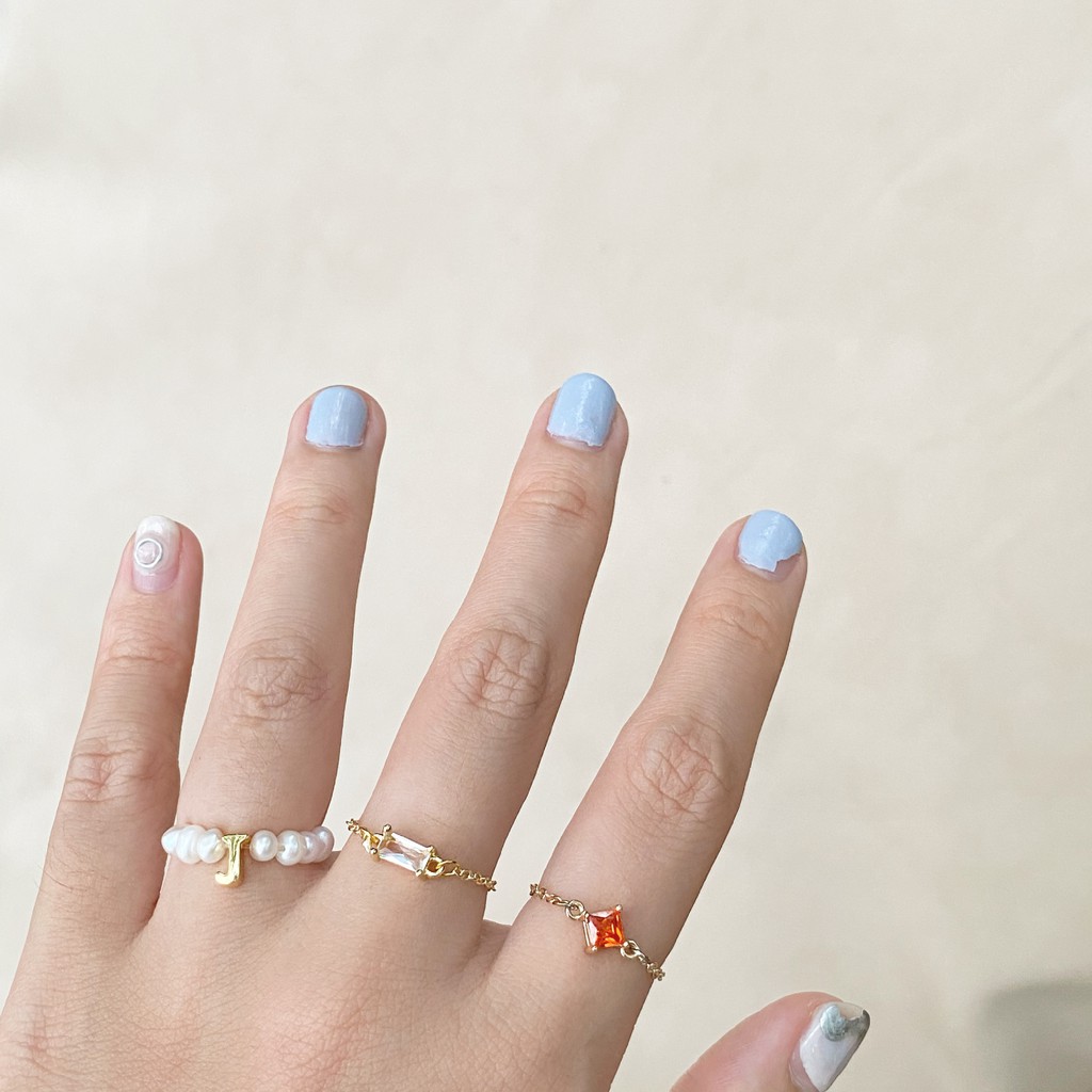 playtsuff - Pearly petite alphabet ring (A-M) csUz