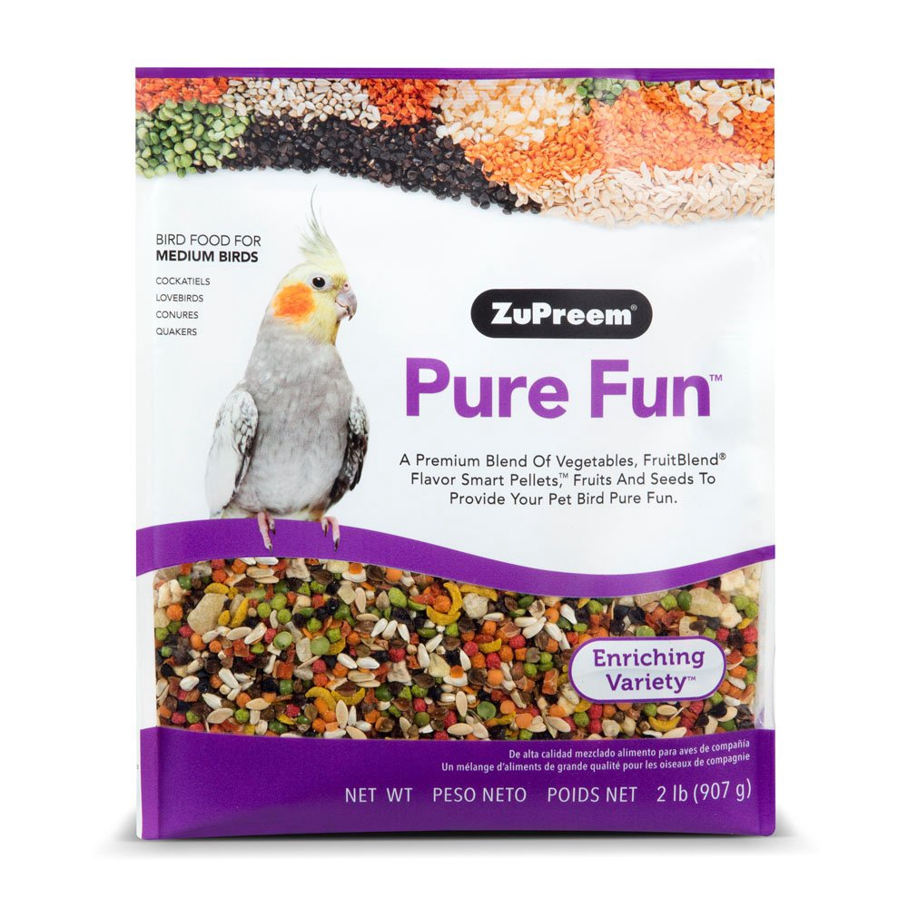 ZuPreem Pure Fun Medium Birds ค๊อกคาเทล ซูพรีม สูตรผลไม้+ผัก+เมล็ดธัญพืช สำหรับนกกลาง  (2lb/907g)