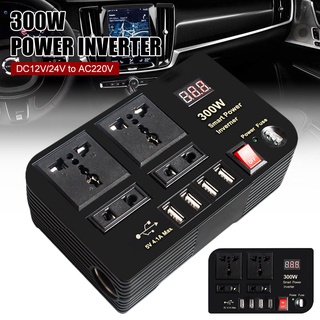 300W ปลั๊กจุดบุหรี่ Smart Power Inverter DC 12V to AC 220V 50Hz w/4 USB 5v4.1a Ports 4 AC Outlets Item