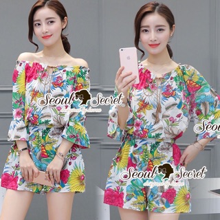 Summer Color Flora Lovely Playsuit (สีขาว)