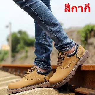 SIZE?Exclusive Caterpillar รองเท้าหนังสไตล์อังกฤษมา ร์ตินรองเท้าผู้ชายกลางแจ้งกันน้ำ