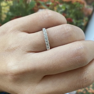 SS88Jewelry  แหวนเพชรเรียงแถวยอดนิยม ขนาด 0.05ct รวม 7 เม็ด ชุบทองคำขาว งานตัวเรือนเงินแท้ เพชร CZ เกรดที่ดีที่สุด