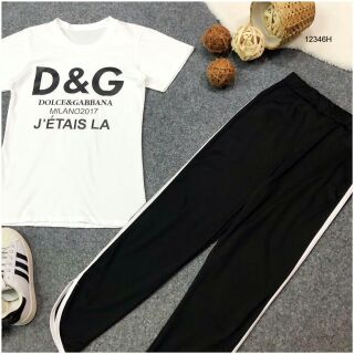 Set 2 ชิ้น เสื้อยืดแขนสั้น ผ้าคอตตอน สกรีนลาย