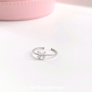 (กรอกโค้ด GG24P ลด 65.-) earika.earrings - gem nabi ring แหวนเกลียวเงินแท้จี้ผีเสื้อ ฟรีไซส์ปรับขนาดได้