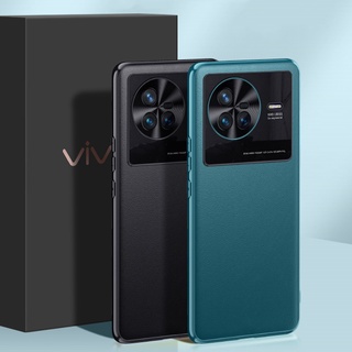 Vivo X80 Pro X70 X50 Pro+ X60 X60Pro เคสหนังแท้ หรูหราระดับโลก ป้องกันเลนส์กล้อง โลหะ ฝาครอบบาง