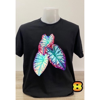 เสื้อยืดคอตตอนสีดำลายบอนสีแบบที่8