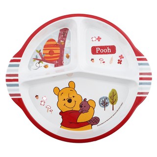 Food dispenser MELAMINE COMPARTMENT PLATE FLOWERWARE POOH WOODLAND 11” Tableware Kitchen equipment อุปกรณ์ใส่อาหาร ถาดหล