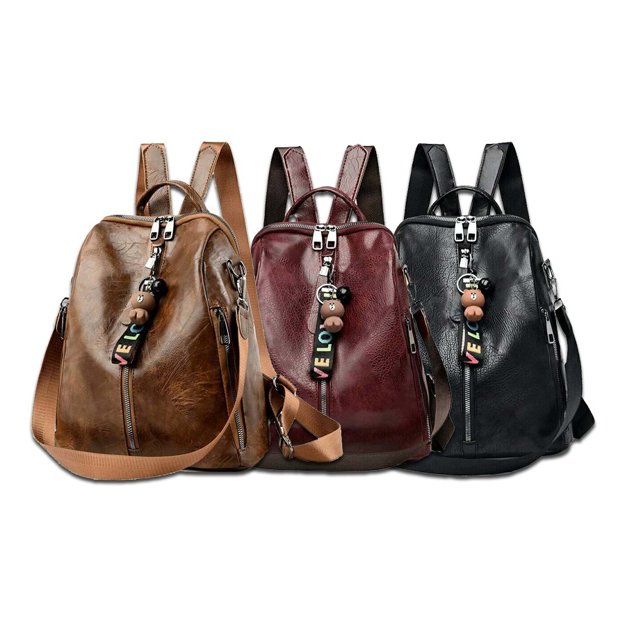 Multifunctional Synthetic CENTER ZIPPER กระเป๋าเป้ผู้หญิง