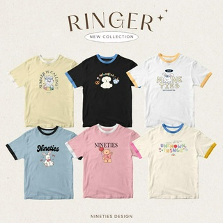 เสื้อยืดดีเทลขอบสีน่ารักสุดดด_Nineties Design_ Ringer🍯