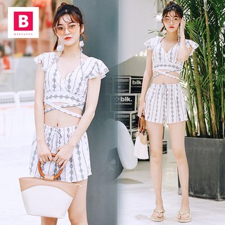 BikiniFC🧸(M-XL) SB50 มี2สี ชุดว่ายน้ำบิกินี่ทูพีซ เซ็ท3ชิ้น พร้อมกางเกงขาสั้น ชุดเที่ยวทะเล ชุดว่ายน้ำสตรี