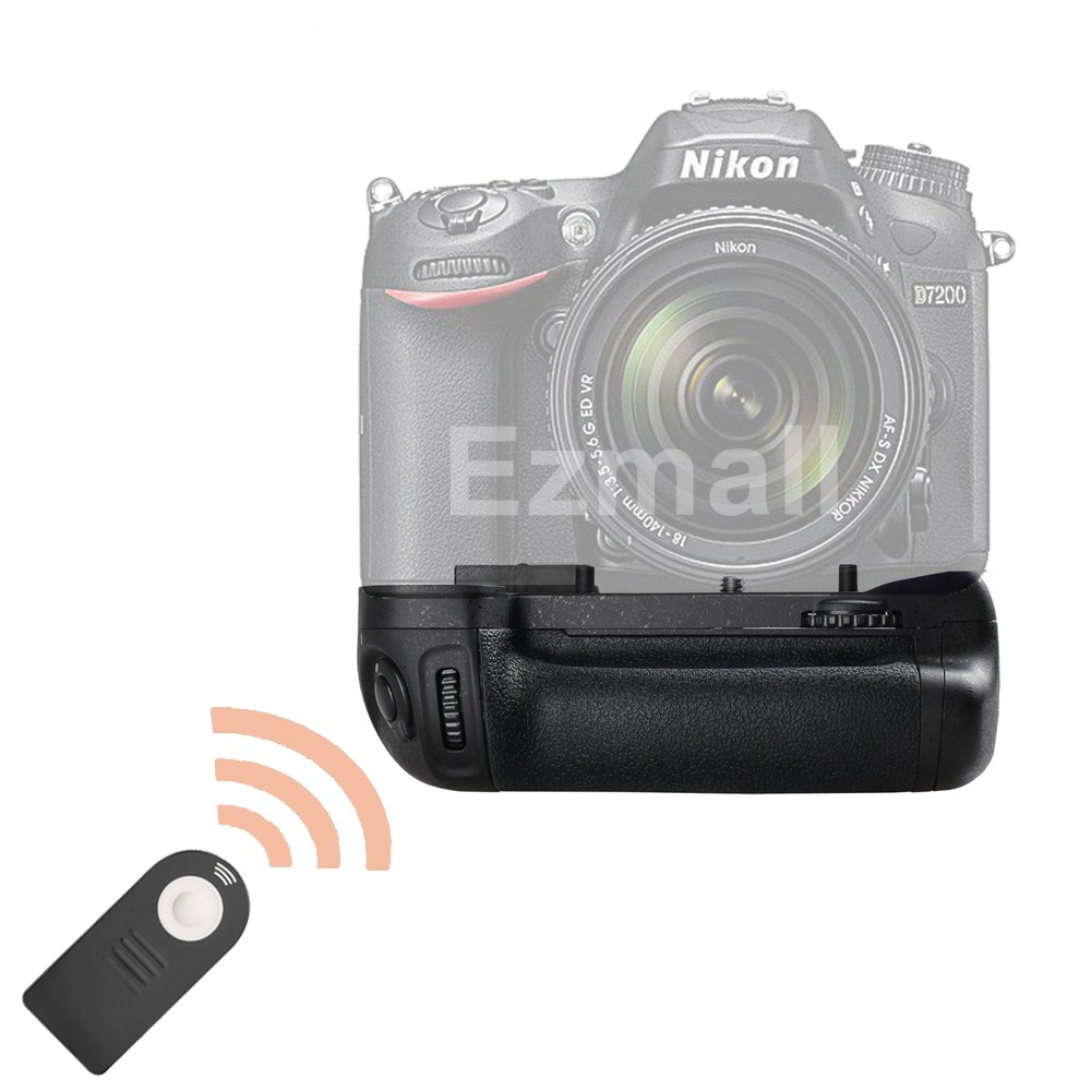 แบ็ตเตอรี่กริ๊ป(Battery Grip) สำหรับกล้อง DSLR Nikon D7100, D7200 แถมฟรีรีโมทลั่นชัตเตอร์อินฟราเรด