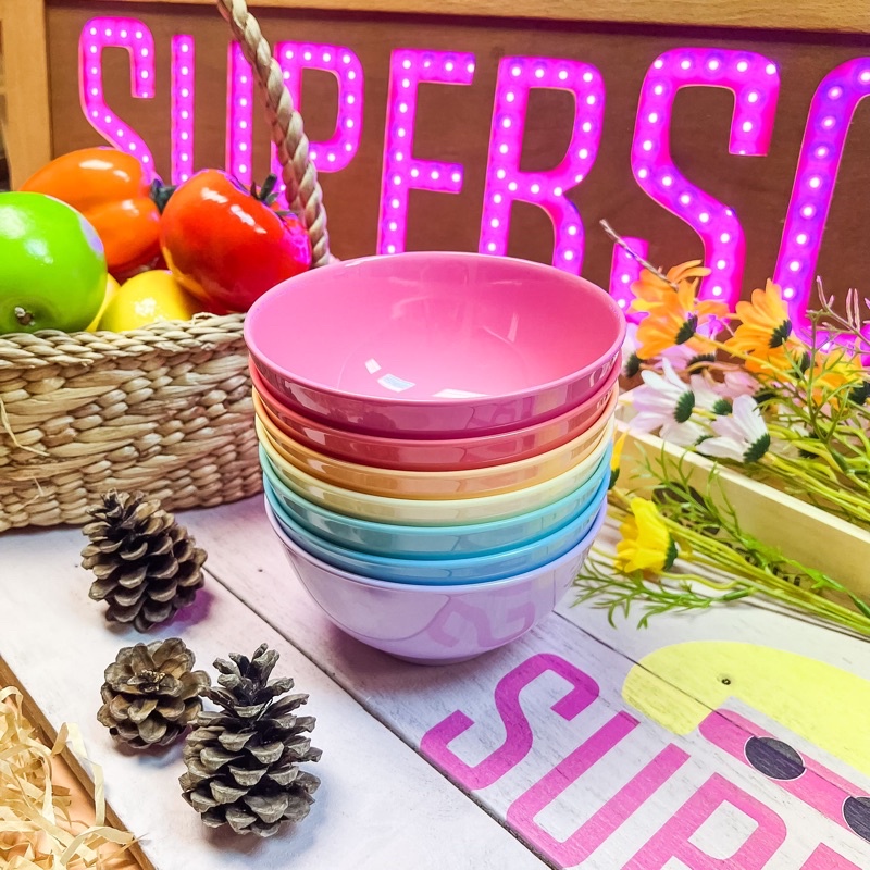 SuperSOSO! ถ้วยสีรุ้ง ถ้วยแกง Soup Bowls RAINBOW ขนาด15ซม. (5.9นิ้ว) เมลามีน 7สี ถ้วยแบ่ง ชามข้าว