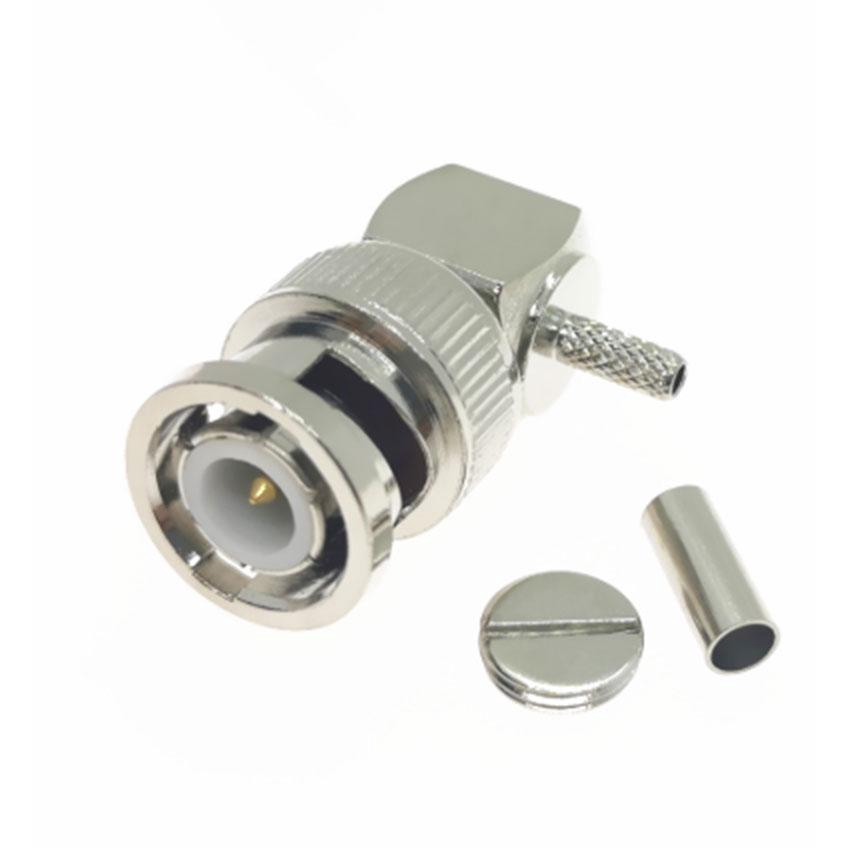 1PC BNC ชายมุมขวา Crimp RG174 LMR100 RG316 RF Connector