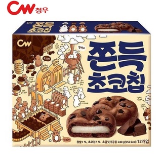 คุ้กกี้เกาหลี รสช็อคโกแลตชิพ สอดไส้แป้งต๊อก chewy chocolate cookie mochi rice cake (CW brand) 240g 90g 청우 쫀득 초코칩