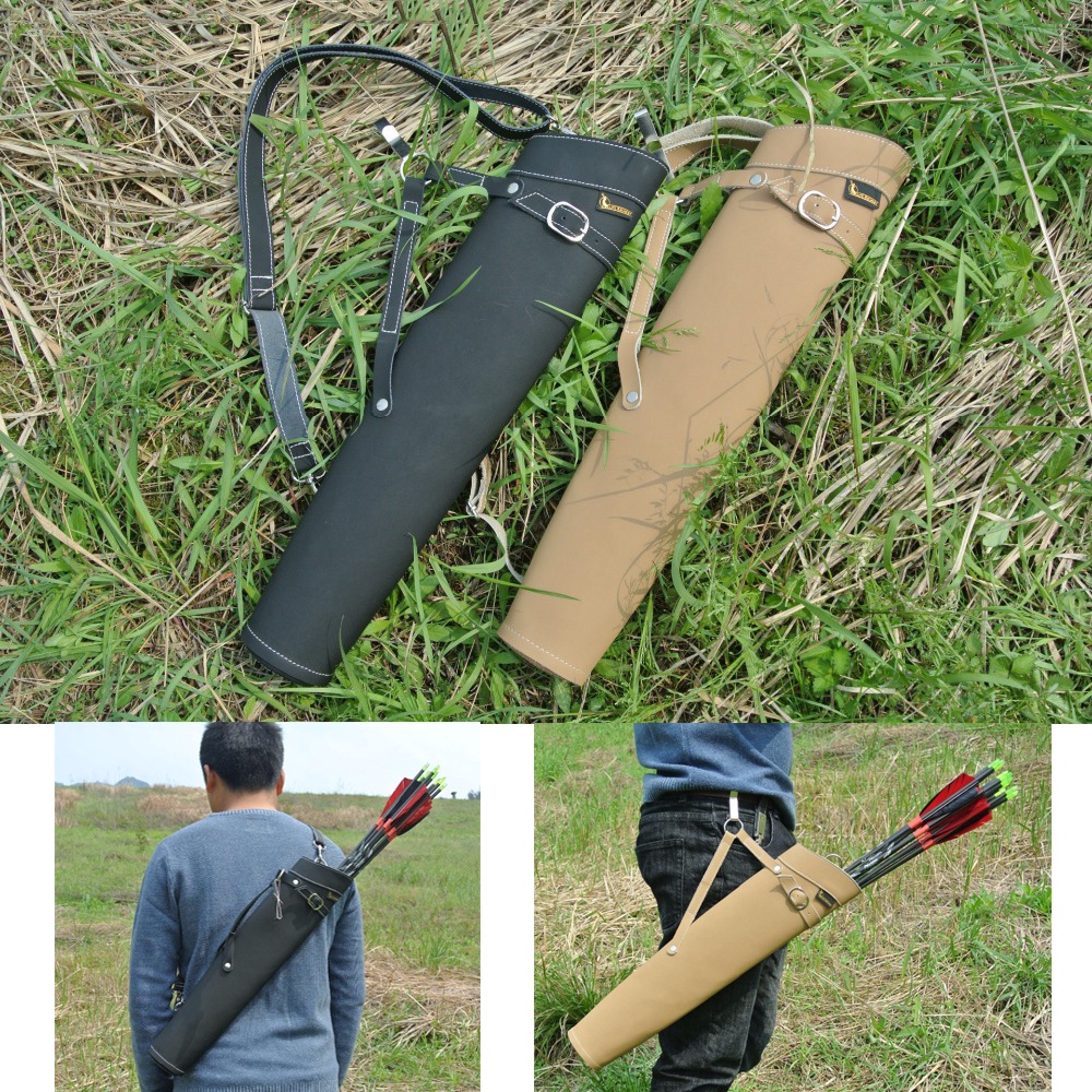 52X13cm Arrow Quiver ShoulderBack Design Pure Leather Material Can