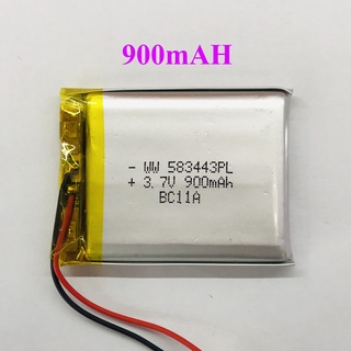 แบต Li-Po 900mAH 583443P 3.7V แบตเตอรี่ลิเธียมโพลิเมอร์ สำหรับ ฟังบลูทูธ เครื่องวัด บลูทูธจีพีเอส Lithium-Polymer อุปกรณ์อิเล็กทรอนิกส์ (สำหรับช่างหรือผู้ชำนาญ)