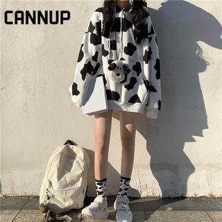 CANNUP เสื้อกันหนาวคู่ เสื้อฮู้ดหญิงสำหรับผู้หญิงน่ารักเสื้อฮู้ดหญิงเสื้อมีฮู้ดนักเรียน2021ใหม่ 100746