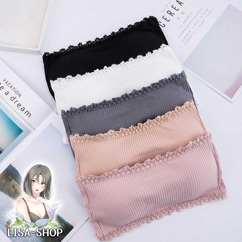 เสื้อชั้นในสตรี สปอร์ตบรา เกาะอก ฟองน้ำถอดออกและเสริมได้ แต่งขอบลูกไม้  A85