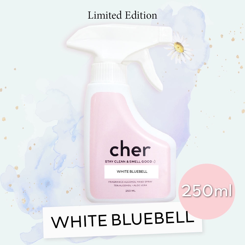 (Limited Edition) Refill Cher Alcohol hand spray กลิ่น white bluebell 250ml สเปรย์แอลกอฮอล์กลิ่นน้ำหอม
