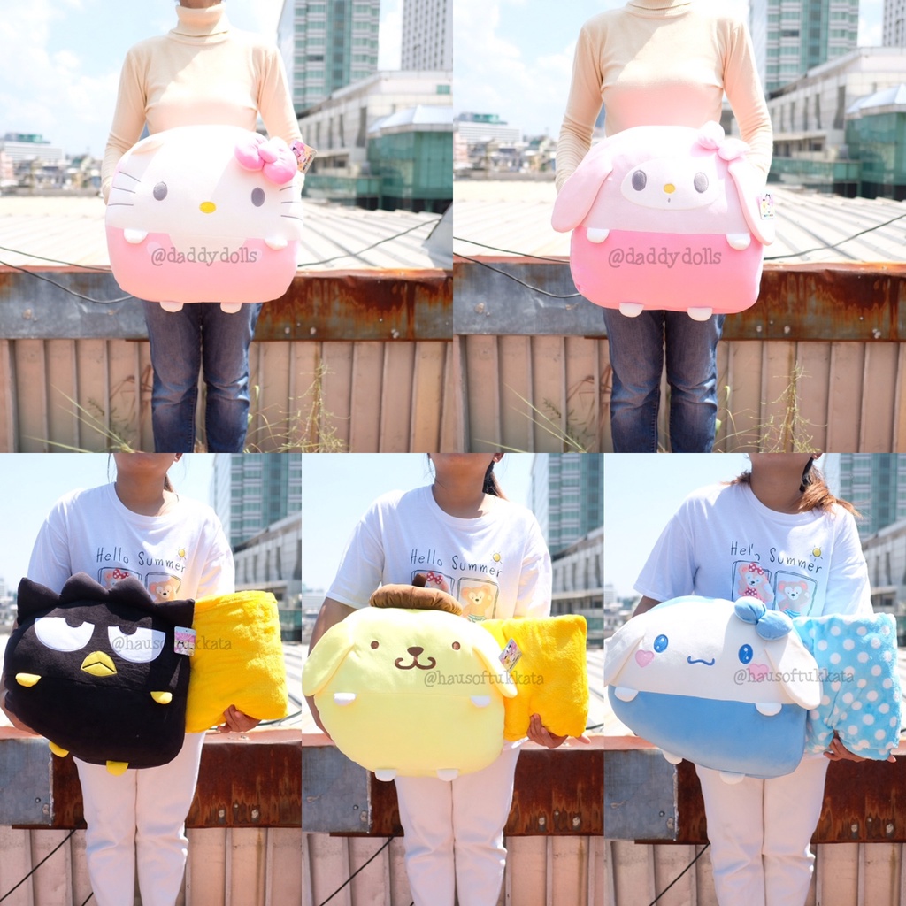 หมอนสอดมือ & หมอนผ้าห่ม Kitty คิตตี้ Bad Badtzmaru Cinnamonroll Pompompurin My Melody นุ่มนิ่ม 14นิ้ว Sanrio ซานริโอ้