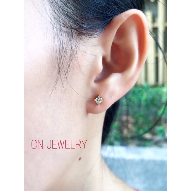 [⚡️ลดเพิ่ม 30% เก็บโค้ดหน้าร้าน] 1คู่ ต่างหูเพชร CZ (วัสดุอย่างดี ไม่ลอกดำ แพ้ง่ายใส่ได้) CN Jewelry ราคา ถูกที่สุด ดีลบีเคเค แกลเลอรีภาพที่ 2