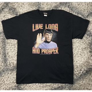 เสื้อยืดสีขาวเสื้อยืด พิมพ์ลายกราฟฟิค Star Trek Live Long And Prosper สีดํา สําหรับผู้ชาย ไซซ์ XLS-4XL