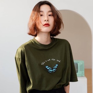 97X - olive green THIS IS NOT THE END | เสื้อยืด เสื้อยืดโอเวอร์ไซส์ เสื้อยืดสกรีนลาย