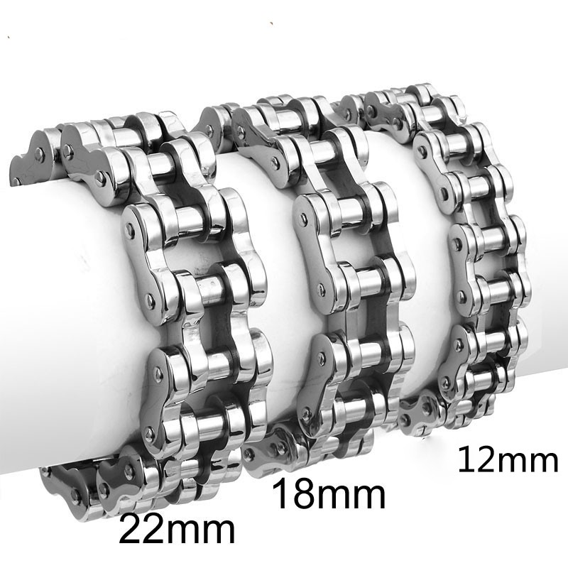 316L สร้อยข้อมือสแตนเลสกําไลข้อมือขนาดใหญ่ Biker จักรยานรถจักรยานยนต์ Link Chain ไม่จางหายสีเงินผู้ชายเครื่องประดับเด็ก