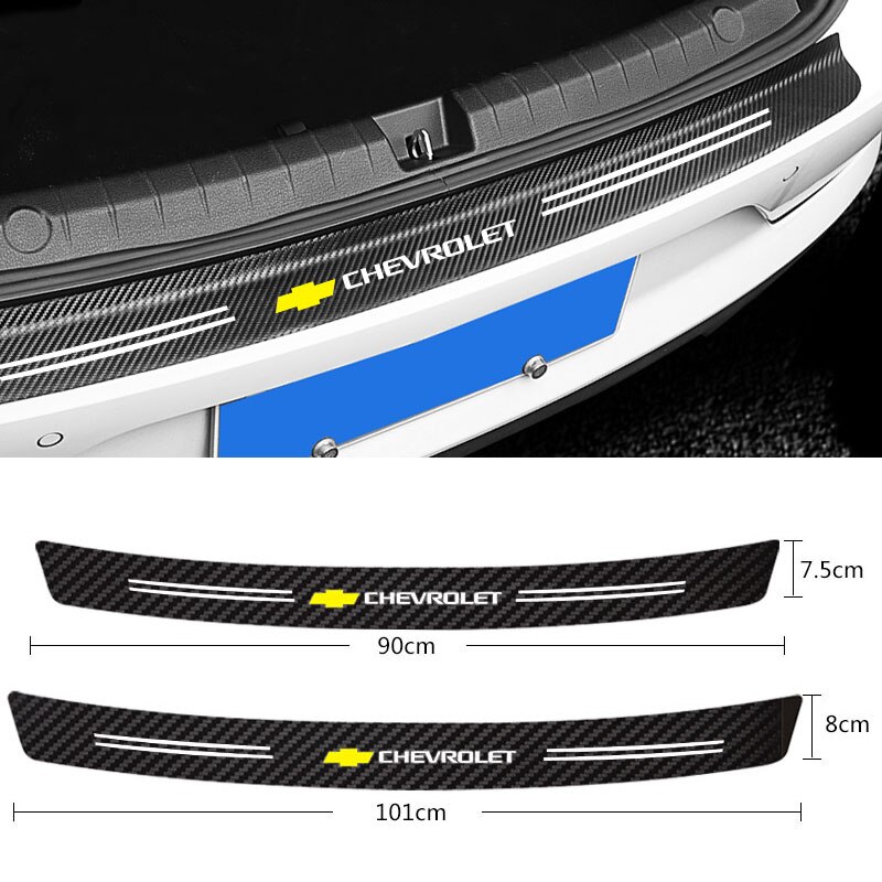 เชฟโรเลต สติกเกอร์คาร์บอนไฟเบอร์ 5d ติดท้ายรถยนต์   Car Sticker Rear Bumper Carbon Fiber Protection Decals For Chevrolet Snoic Cruze Colorado Optra Trailblazer Aveo Decal