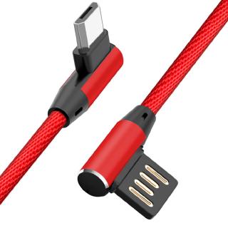 สายเคเบิลชาร์จ Type-C USB หัว 90องศา สายถักไนลอน สำหรับใช้เล่นเกม