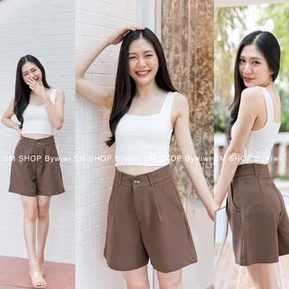 🌈รุ่น B1🌈 พิเศษ!กางเกงขาสั้นทรงบอย กระดุมหน้า ผ้าไอวี่หรือผ้าเปเป้ ราคาถูกS-2XL มีบริการเก็บปลายทาง