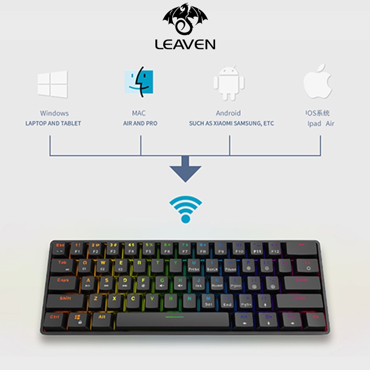 Leaven K28 แป้นพิมพ์บลูทูธ dual-mode RGB แป้นพิมพ์เกมมิ่ง คีย์บอร์ดไร้ ...