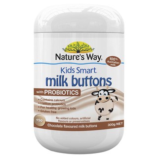 Natures Way Kids Smart Milk Buttons with Probiotics Chocolate 150 Chewable Buttons