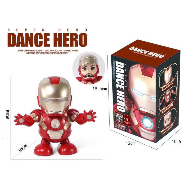 ตัวเต้น ไอรอนแมนเต้น หุ่นยนต์เต้นได้ใสถ่านหุ่นฮีโร่เต้น Dance hero มีเสียงมีไฟ
