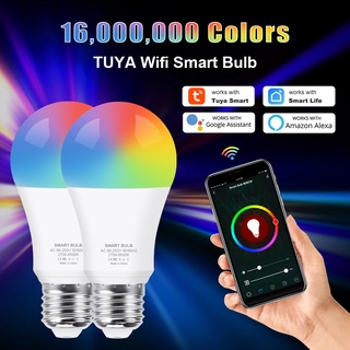 Tuya E27 หลอดไฟ LED RGB CW WW WIFI หลอดไฟ LED Alexa Smart Bulb ใช้งานร่วมกับ Google Assistant สำหรับ Smart Home Decoration