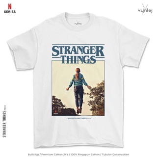 เสื้อยืดสีดำอินเทรนด์เสื้อยืด พิมพ์ลายภาพยนตร์ Stranger THINGS 012S M L   XL  XXL