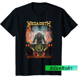 ROUND คอลูกเรือเสื้อยืดลำลองเสื้อยืดคอกลม ผ้าฝ้าย พิมพ์ลาย Megadeth – New World Order แฟชั่นฤดูร้อน สําหรับผู้ชายS to4XL