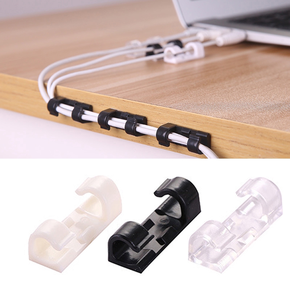 20Pcs/Set Self-Adhesive Plastic Charging Cable Wire Clips Ties Organizer/Fixer Fastener Headphone Holder/Telephone Line Winder Sleeve Management
