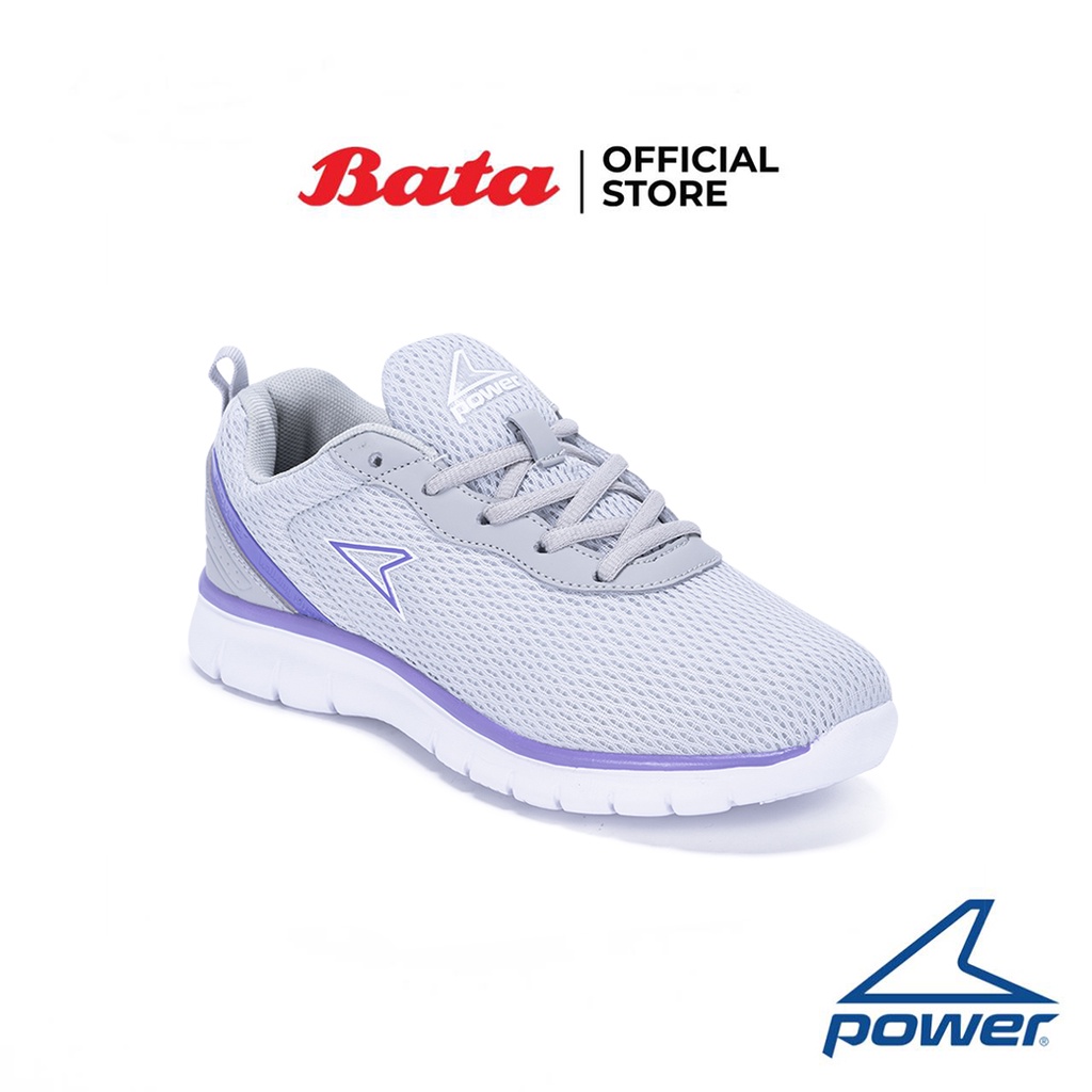 Bata บาจา ยี่ห้อ Power รองเท้าวผ้าใบออกกำลังกาย แบบผูกเชือก รองรับน้ำหนักเท้า สำหรับผู้หญิง รุ่น Nana สีเทา 5182021