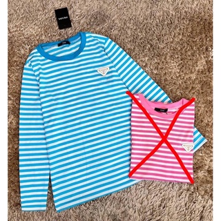 🎉เสื้อแขนยาวPrada ลายริ้วสีฟ้า