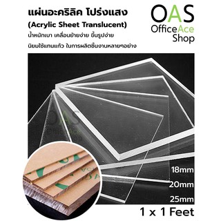 PLANGO Acrylic Sheet Translucent แผ่นอะคริลิค โปร่งแสง แพลนโก แบบหนา 18,20,25 mm ขนาด 1x1 ฟุต