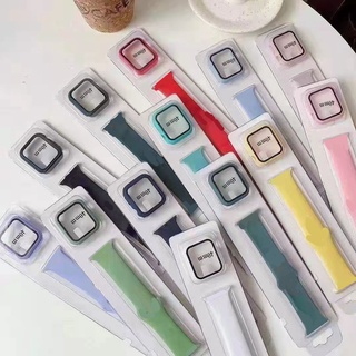 สายนาฬิกาข้อมือซิลิโคน สีแคนดี้ พร้อมเคส สําหรับ apple watch series 7 6 5 4 3 2 SE iwatch 44 มม. 40 มม. 38 42 มม. 41 45 มม.