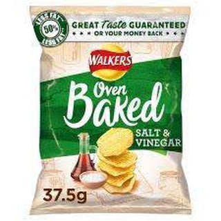 Walkers Baked Salt &amp; Vinegar Crisps 37.5g. วอล์กเกอร์ เบค เกลือ และ น้ำส้มสายชู 37.5กรัม
